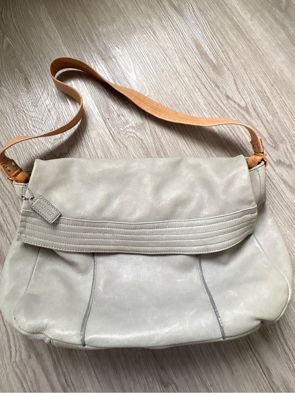DANIER Jumbo Shoulder Flap Leather Bag with Tan Strap